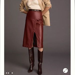 Anthropologie Faux Leather Skirt Burgundy Size 6